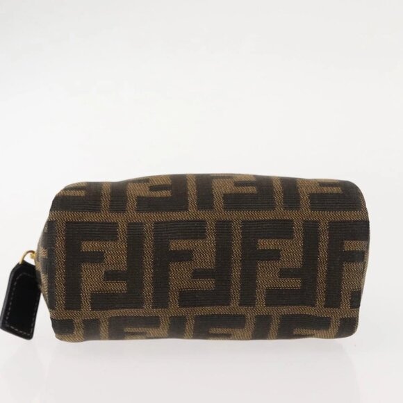 FENDI Zucca Canvas Pouch Black Brown Auth 121373 - Picture 10 of 16